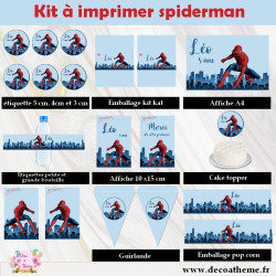 kit anniversaire spiderman dans les buildings à imprimer petit prix chez déco à thème