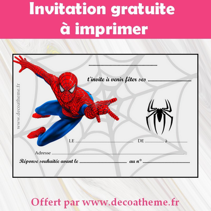 Invitation gratuite à imprimer anniversaire thème spiderman
