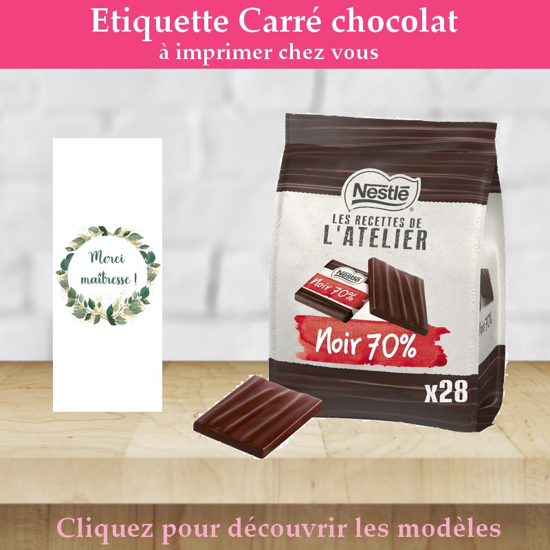 copy of étiquette carré chocolat pour maîtresse