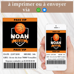 Invitation digitale carte pour anniversaire thème basketball
