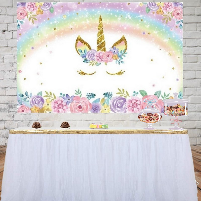 Décoration personnalisée pour anniversaire et baptême thème arc en ciel de  licorne