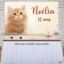 décoration anniversaire chat toile de fond personnalisée pour anniversaire chat chez Déco à thème