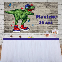 decoration anniversaire dinosaure rappeur toile de fond personnalisée