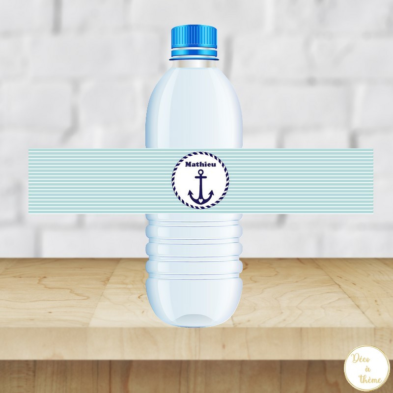 étiquette marin petite bouteille d'eau pour la décoration de table anniversaire marin
