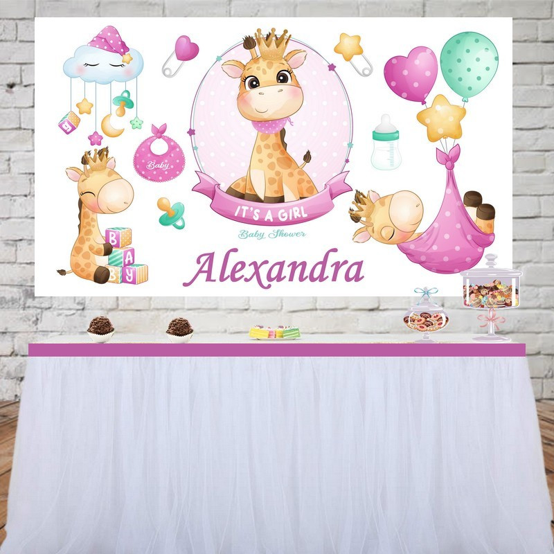 decoration baby shower thème girafe toile de fond personnalisée baby shower