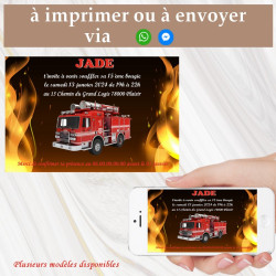 Invitation digitale carte pour anniversaire pompier chez Déco à thème