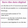 copy of Save the date digital feuillage bleu et or pour mariage à imprimer