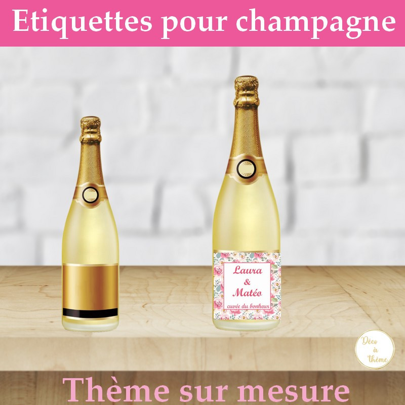 étiquette champagne mariage personnalisée à imprimer pas cher chez Déco à thème