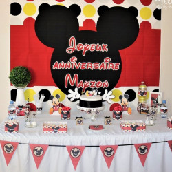 EN STOCK -Toile de fond mickey pour décoration anniversaire mickey