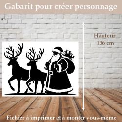 Gabarit Le père noël et ses rennes pour créer une décoration de noël chez vous