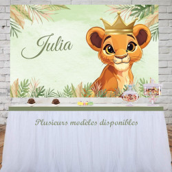 Toile de fond personnalisée anniversaire roi lion chez Déco à thème