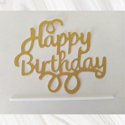 happy birthday doré figurine cake topper pour gateau anniversaire doré strass pas cher