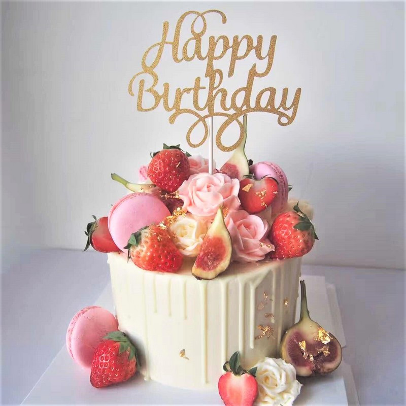cake topper figurine pour gâteau Happy birthday or