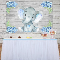 Toile de fond éléphant bleu pour premier anniversaire