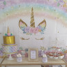 En stock- Toile de fond licorne pour anniversaire thème licorne arc-en-ciel