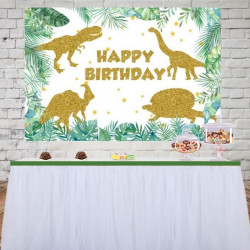 decoration anniversaire dinosaure toile de fond personnalisée