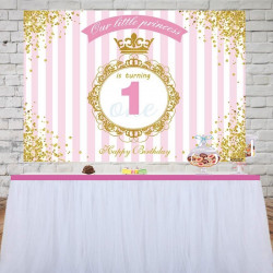 premier anniversaire fille poster toile de fond decoration anniversaire thème princesse paillettes