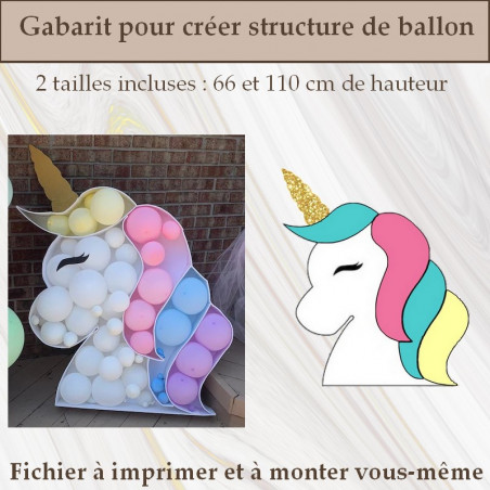 Gabarit licorne pour structure ballon anniversaire