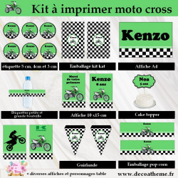 kit anniversaire moto cross kawasaki vert pour decoration