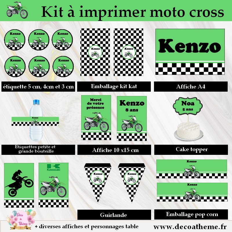 kit moto cross kawasaki decoration pour anniversaire