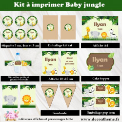 kit jungle safari bébé pour anniversaire à imprimer