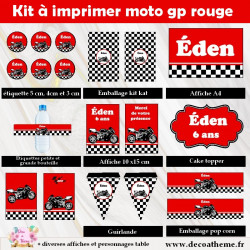 kit deco anniversaire moto GP rouge et noir