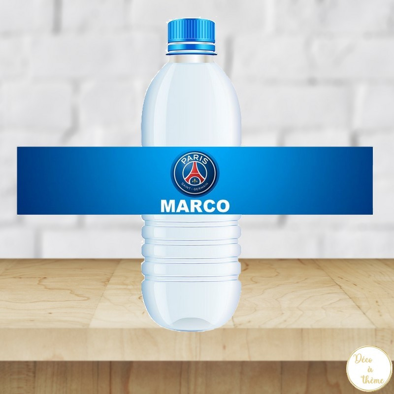étiquette PSG petite bouteille d'eau pour la décoration de table anniversaire PSG