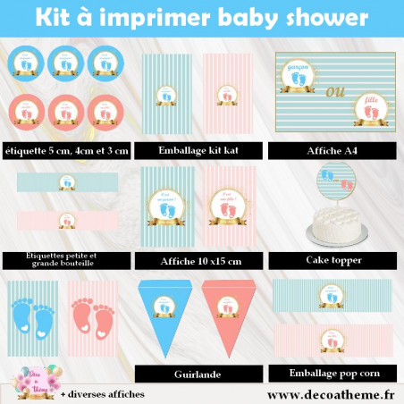kit idée deco baby shower à imprimer pour une baby shower surprise