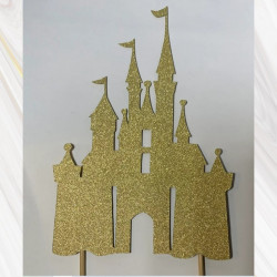 figurine gateau thème princesse en forme de chateau doré